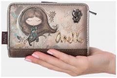 Klappbörse Anekke Real bestickt Glitzer beige taupe 