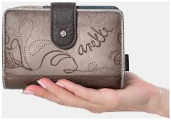 Klappbörse Anekke Real bestickt Glitzer beige taupe 