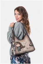 Beuteltasche Anekke Real Comicprint beige metallic Glitzer