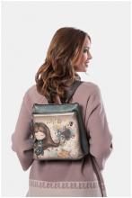 femininer Backpack Anekke blau Nieten Stickereien Print Real beige
