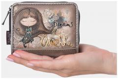 klappbare Geldtasche Anekke beige Glitzersteine Real herbstlich