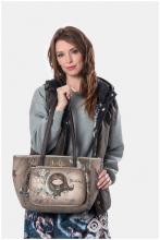 geräumige Henkeltasche Anekke Erdtöne Nieten metallic Real geprägt