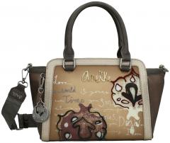 Kurzgrifftasche Anekke Real Manifesto beige metallic Stickerei
