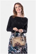 Kurzgrifftasche Anekke Real Manifesto beige metallic Stickerei