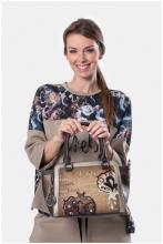 Kurzgrifftasche Anekke Real Manifesto beige metallic Stickerei