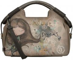 großzügige Handtasche Anekke beige Kurzgriff blau Strasssteine abstrakt Real