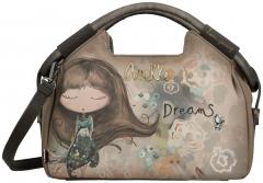 großzügige Handtasche Anekke beige Kurzgriff blau Strasssteine abstrakt Real