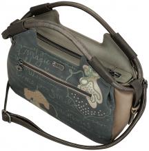 großzügige Handtasche Anekke beige Kurzgriff blau Strasssteine abstrakt Real