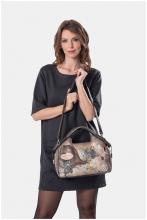großzügige Handtasche Anekke beige Kurzgriff blau Strasssteine abstrakt Real