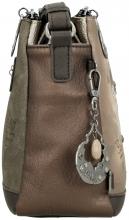 Schultertasche Anekke Real Glitzersteine Nieten beige dreigeteilt