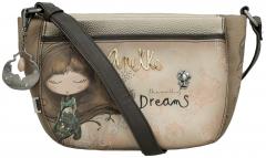 Schultertasche Anekke Real Braunton mit Metalliceffekt