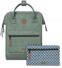 Cabaia Niagara grüner Cordsamt Tagesrucksack samtig Wechselpouch Medium