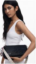 schwarze Überschlagtasche Sierra Desigual Stickerei Mandala Medium Flap