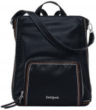 Damenrucksack schwarz Desigual Pretoria orange Perforierung Trama