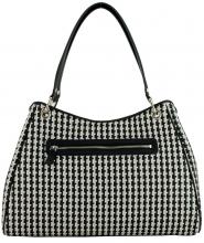 große Flechttasche schwarz beige Streifen Guess Mirema Black Multi