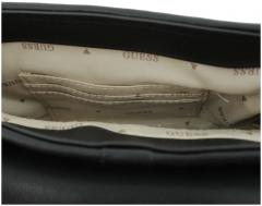 Guess Mirema Top Handle Überschlagtasche schwarz beige gestreift Flechtoptik