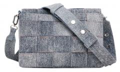 blaugraue Umhängetasche Desigual Yoko Denim Raw Ziernähte