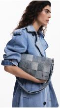 blaugraue Umhängetasche Desigual Yoko Denim Raw Ziernähte