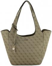 Guess Henkeltasche grau schwarz Logoprint Calista Tote Coal Logo