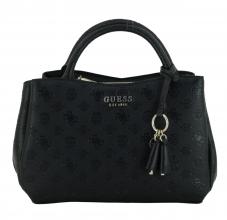 elegante Kurzgrifftasche Guess Phoebe Girlfriend Satchel schwarz Peonyprägung