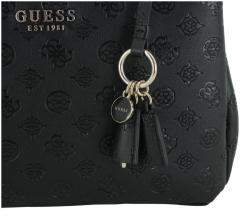 elegante Kurzgrifftasche Guess Phoebe Girlfriend Satchel schwarz Peonyprägung