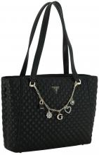 gesteppte Shoppertasche Zierkette Guess Everlee Noel Tote schwarz