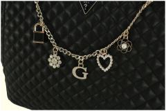 gesteppte Shoppertasche Zierkette Guess Everlee Noel Tote schwarz