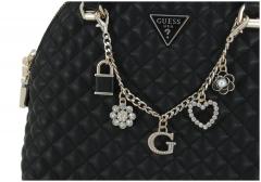 Guess Everlee gesteppte Handtasche Bowling Bag Glitzer Metallkette