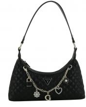 warmweiße Schultertasche Guess Everlee Steppmuster Off White