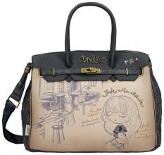 Kurzgrifftasche Anekke Mademoiselle Studio taupe blau Glitzer 