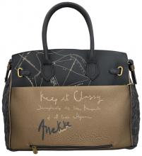 Kurzgrifftasche Anekke Mademoiselle Studio taupe blau Glitzer 