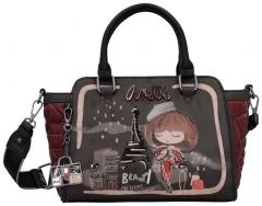 Anekke Mademoiselle Kurzgrifftasche Paris schwarz bordeaux Glitzer