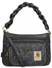 gesteppte Schultertasche Stickerei dunkelblau Anekke Mademoiselle Boutique