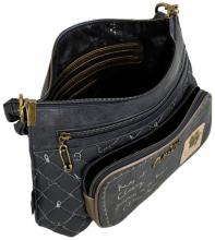 gesteppte Schultertasche Stickerei dunkelblau Anekke Mademoiselle Boutique