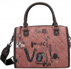 Bowlingtasche altrosa schwarz Steppnähte Glitzer Anekke Mademoiselle Parisian