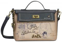 Kurzgrifftasche Überschlagt blau beige Anekke Mademoiselle Studio