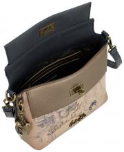 Kurzgrifftasche Überschlagt blau beige Anekke Mademoiselle Studio