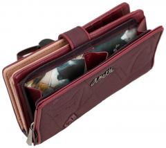 Portemonnaie Anekke bordeaux Real Evolution dunkelrot Prägung Handschlaufe