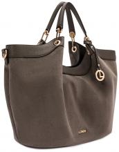 L.Credi Beuteltasche in Materialmix Pheline Dark Taupe vegan