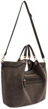 L.Credi Beuteltasche in Materialmix Pheline Dark Taupe vegan