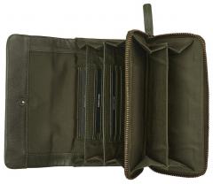 BURKELY Damen Longbörse Natural Norah Grass Green Überschlag