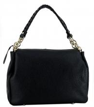 Caleidos Schultertasche Leder schwarz Flechteinsatz Caleidos Schultertasche Leder schwarz Flechteinsatz
