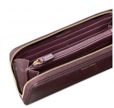 Calvin Klein Damenbörse CK Large Zip Around Bordeaux Leder