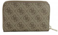Geldbörse Ziparound Laurel II Latte Logo Guess Alloverprint beige braun