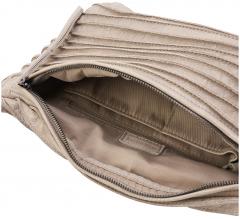 FREDsBRUDER Handtasche Leder halbrund Beltbag Riffel taupe stone