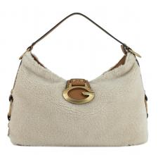 Schultertasche Guess Camden Natural Cognac hellbeige Teddyfell