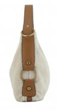 Schultertasche Guess Camden Natural Cognac hellbeige Teddyfell