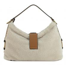 Schultertasche Guess Camden Natural Cognac hellbeige Teddyfell