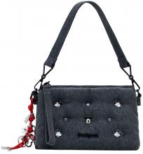 Desigual Denim Umhängetasche Mickey dunkelgrau Dortmund Pins Handschlaufe