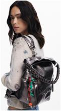 Taschenrucksack Silver Metallic Desigual Arica schimmernd Tragegriff